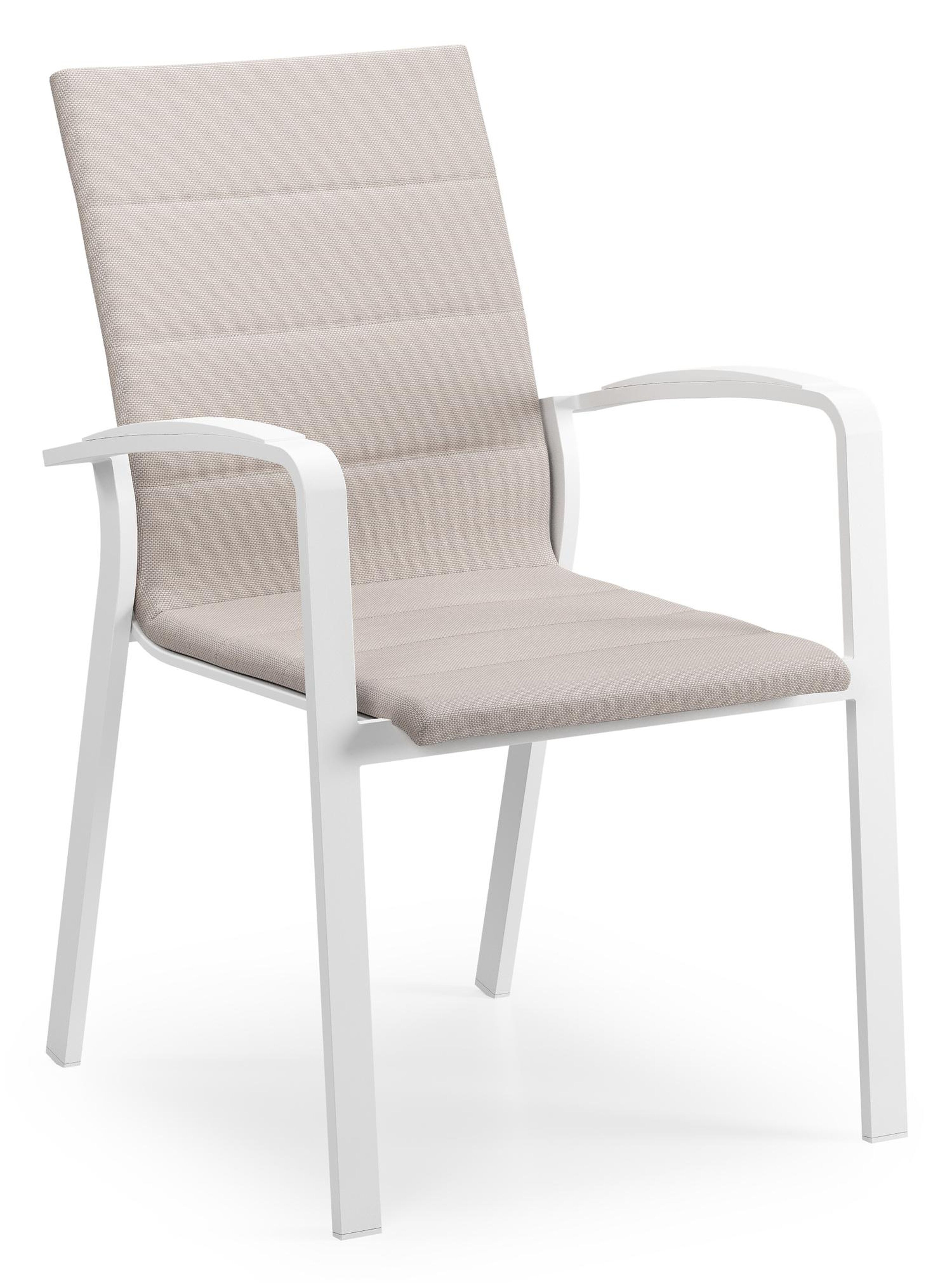 Lioni stapelbare tuinstoel in wit aluminium en beige luxe textilene