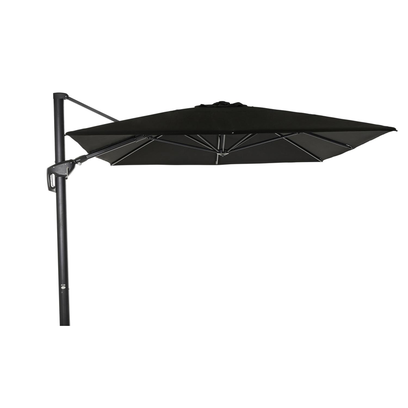 Parasol pendant Minore avec fonction tilt en aluminium noir avec toile de parasol en all weather sunbrella® premium noir - Lg.1 400 x Lg.2 300 cm (sans pied de parasol)