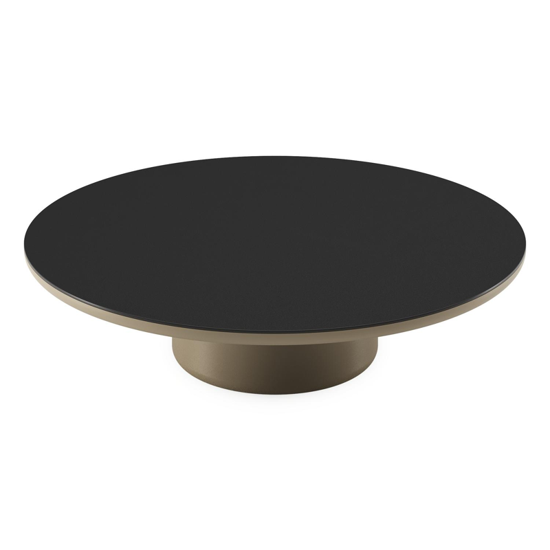 Amico loungetafel rond in beige aluminium en volkeramiek Nero Black - Dia. 110 x H 28 cm