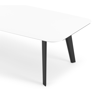 Lacrima tuintafel bootvorm in zwart aluminium en volkeramiek Arctic White - L 315 x B 115 x H 73 cm