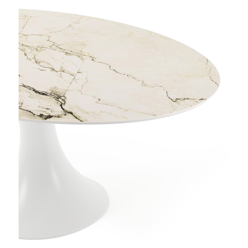 Fano tuintafel ovaal in wit aluminium en volkeramiek colorado dunes - L 180 x B 110 x H 75 cm