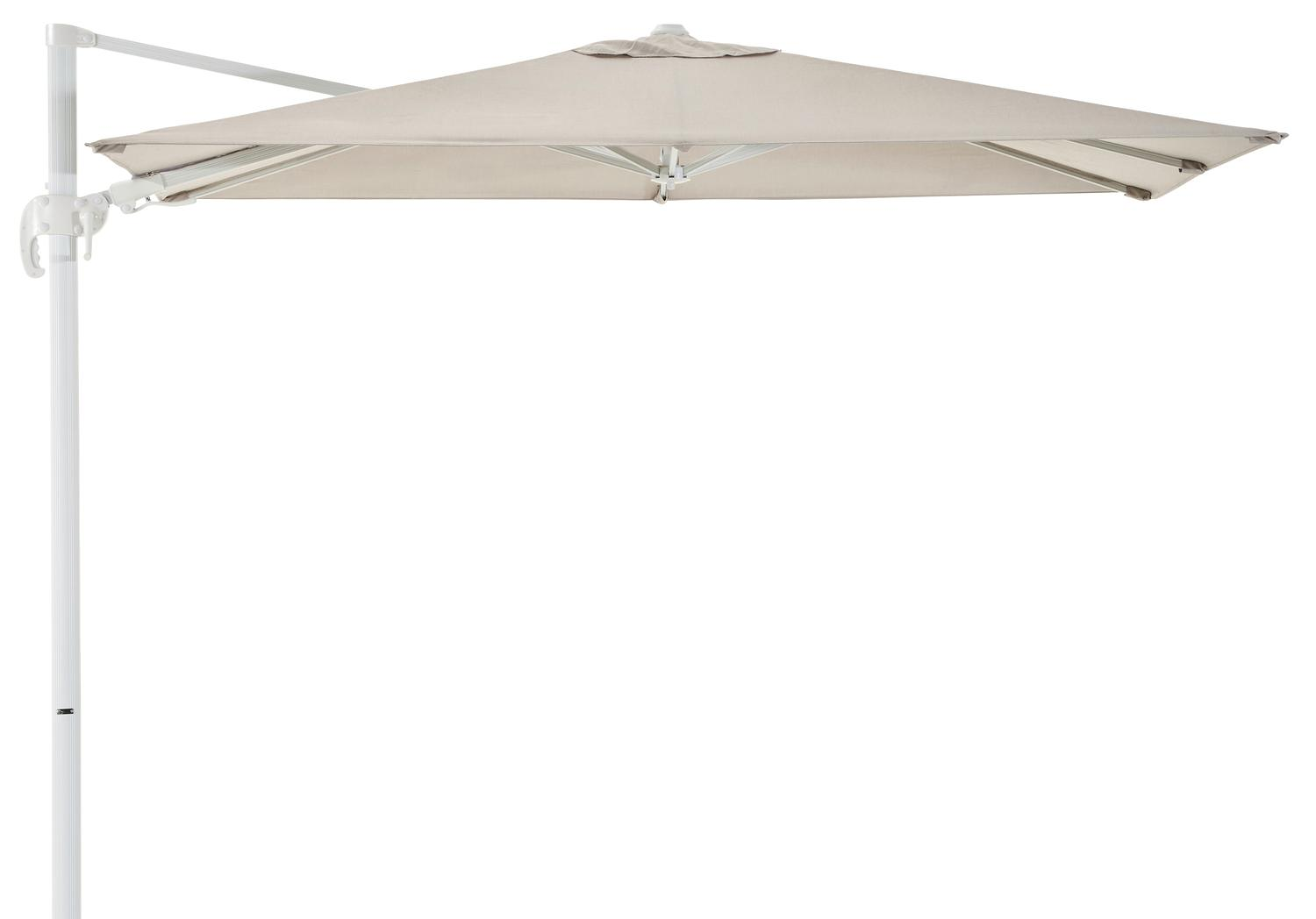 Avola zweefparasol met tiltfunctie in wit aluminium met natte graumel chalk all weather sunbrella® premium parasoldoek - L1 200 x L2 300 cm (zonder voet)