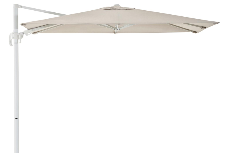 Avola zweefparasol met tiltfunctie in wit aluminium met natte graumel chalk all weather sunbrella® premium parasoldoek - L1 200 x L2 300 cm (zonder voet)