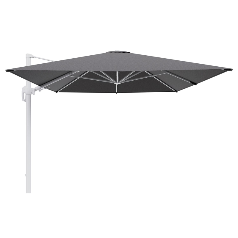 Parasol pendant Rufina avec fonction tilt en aluminium blanc et toile de parasol en All Weather Solica Firenze Tunder  - Lg.1 400 x Lg.2 300 cm (sans pied de parasol