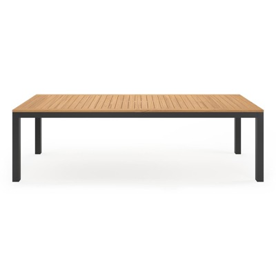 Varese tuintafel rechthoekig in zwart aluminium en teak - L 270 x B 100 x H 73 cm