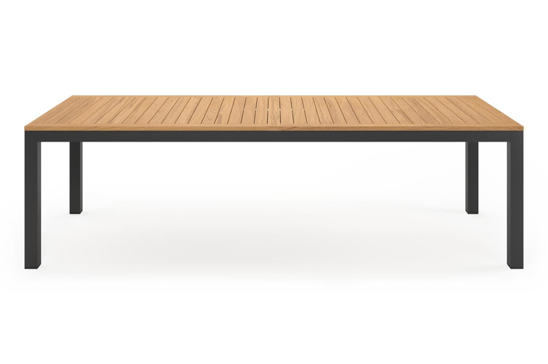 Varese tuintafel rechthoekig in zwart aluminium en teak - L 270 x B 100 x H 73 cm