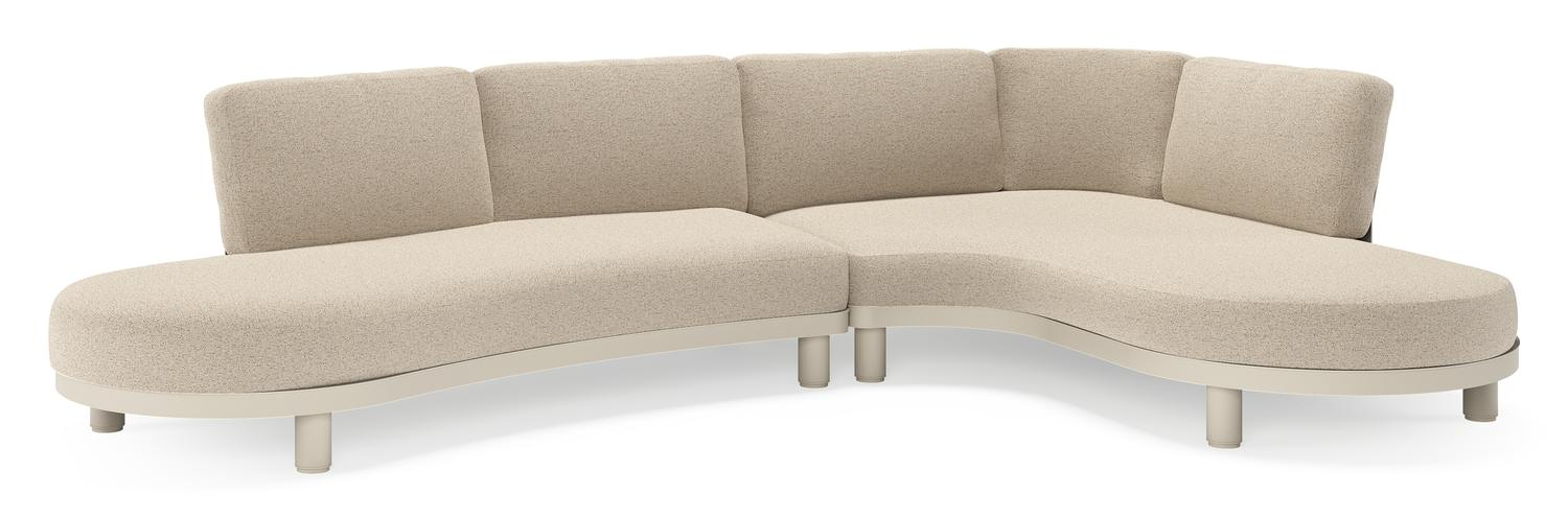 Donato loungehoek in beige aluminium met all weather cosytica Marbella Beige kussen