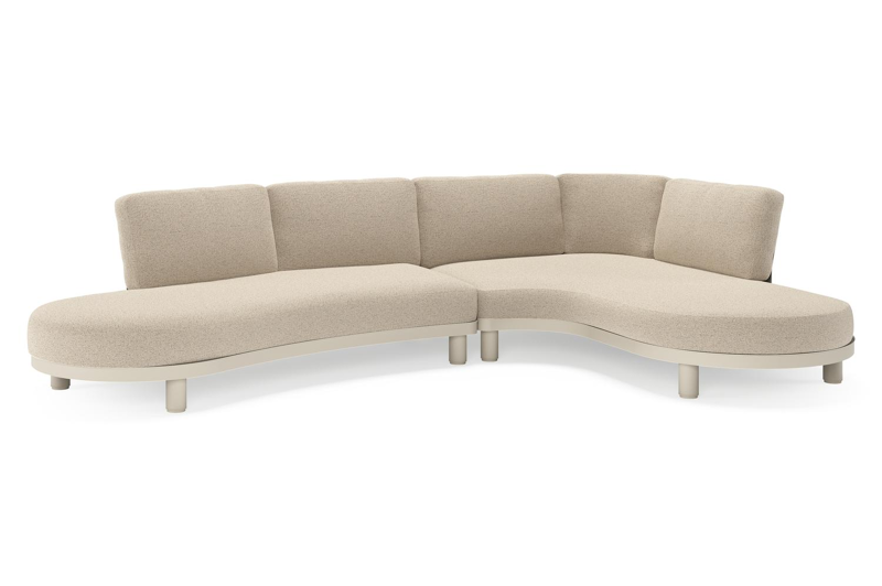 Donato loungehoek in beige aluminium met all weather cosytica Marbella Beige kussen