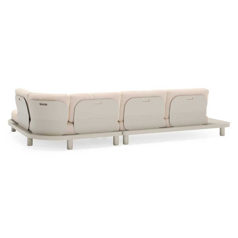 Donato loungehoek in beige aluminium met heritage papyrus all weather sunbrella® luxe kussen