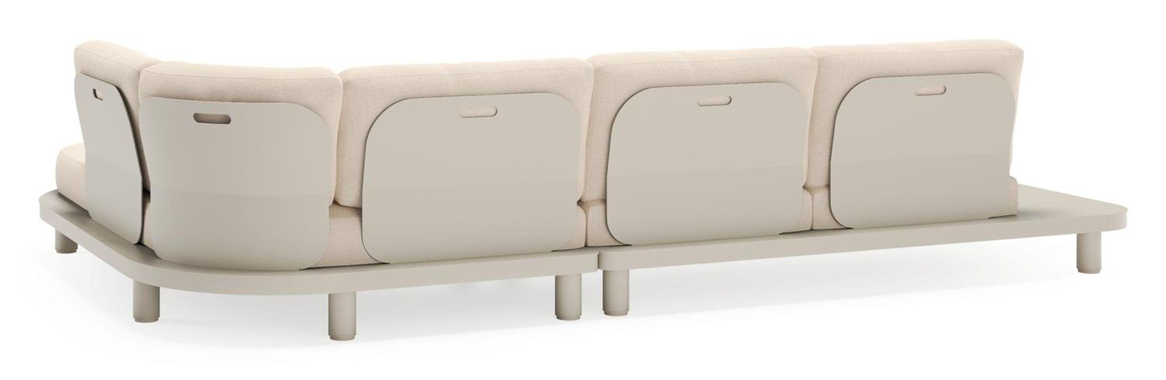 Donato loungehoek in beige aluminium met heritage papyrus all weather sunbrella® luxe kussen