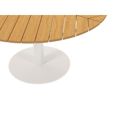 Lagos tuinset in wit aluminium en naturel polywood tafelblad met 6 stapelbare Vigo tuinstoelen