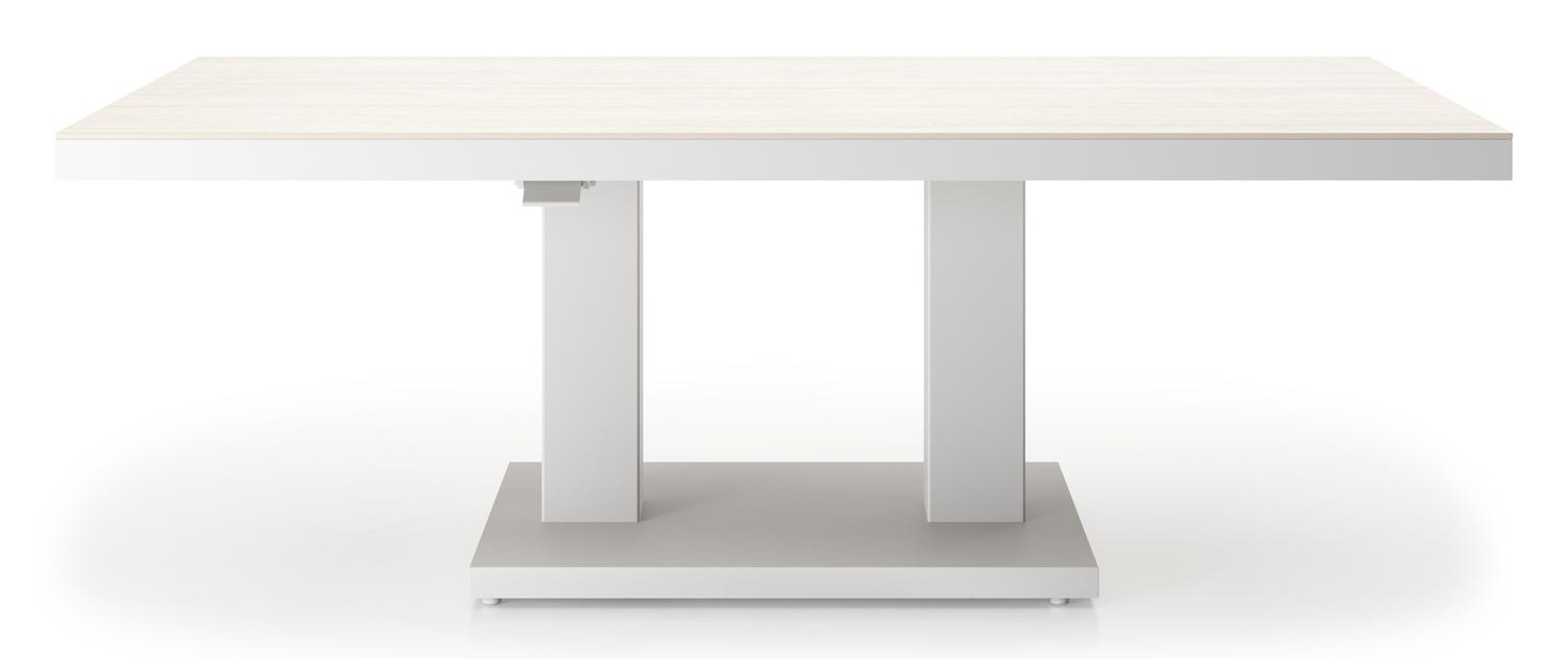 Cirello pop-up loungetafel rechthoekig in wit aluminium en volkeramiek Travertino Bianco - L 140 x B 80 x H 49.7 cm
