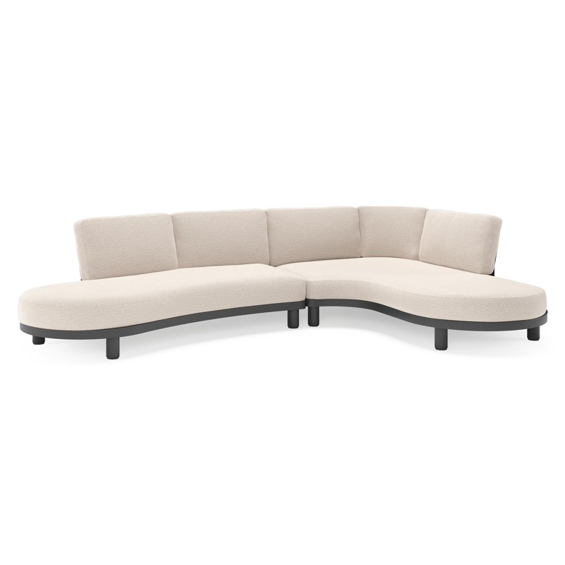 Donato loungehoek in zwart aluminium met all weather sunbrella® luxe Slow Farafra kussen