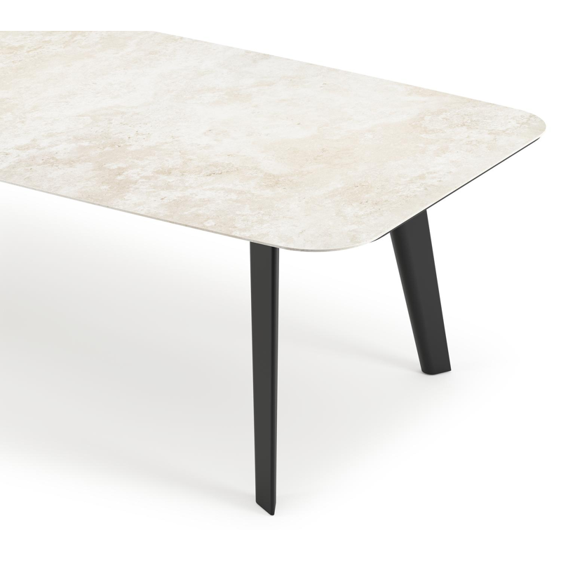Lacirma tuintafel bootvorm in zwart aluminium en volkeramiek Rapolano L 315 x B 115 cm