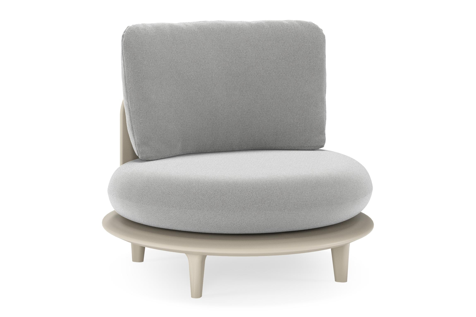 Bomero loungestoel in beige aluminium met savane grey all weather sunbrella® luxe kussen