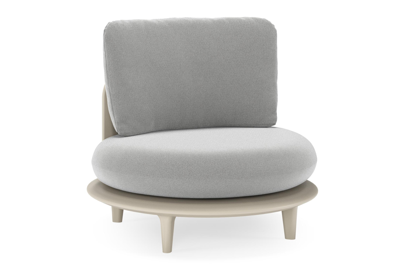 Bomero loungestoel in beige aluminium met savane grey all weather sunbrella® luxe kussen