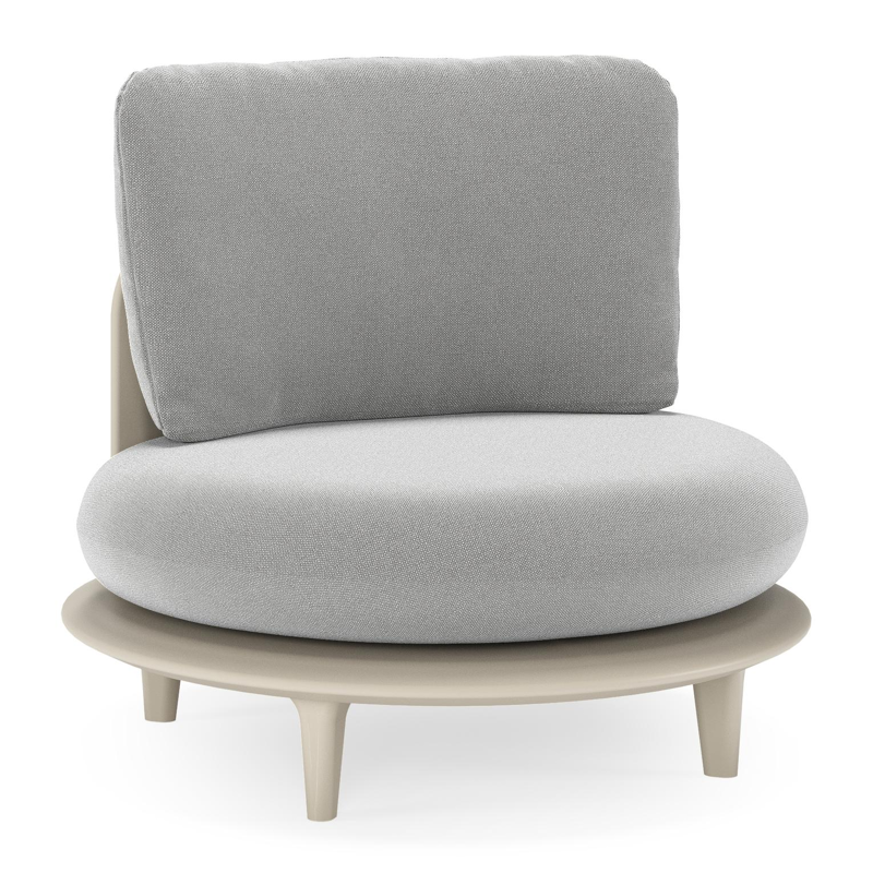 Bomero loungestoel in beige aluminium met savane grey all weather sunbrella® luxe kussen