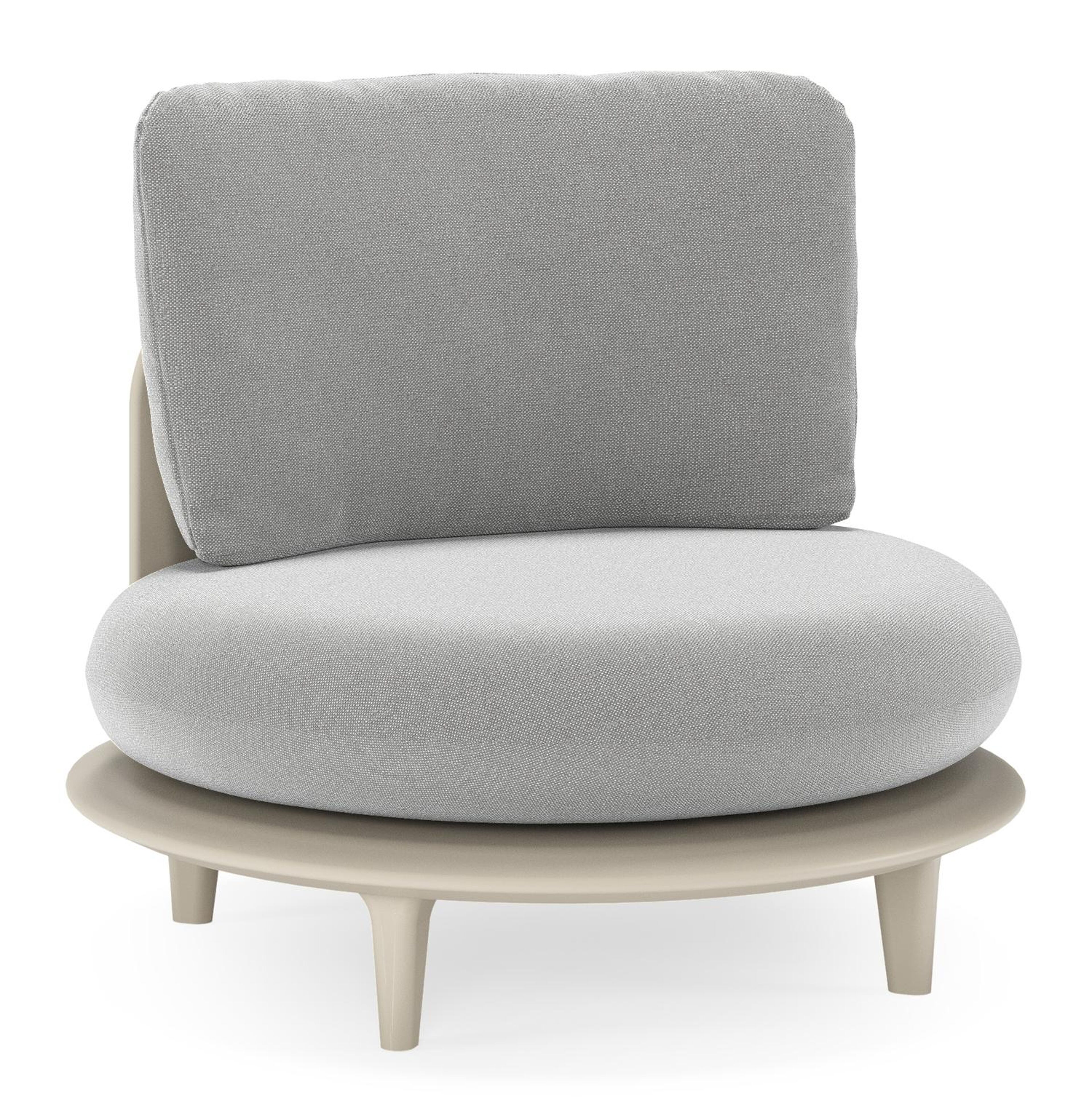 Bomero loungestoel in beige aluminium met savane grey all weather sunbrella® luxe kussen
