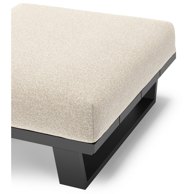 Pouf Pagino en aluminium noir et coussins en all weather cosytica marbella ecru