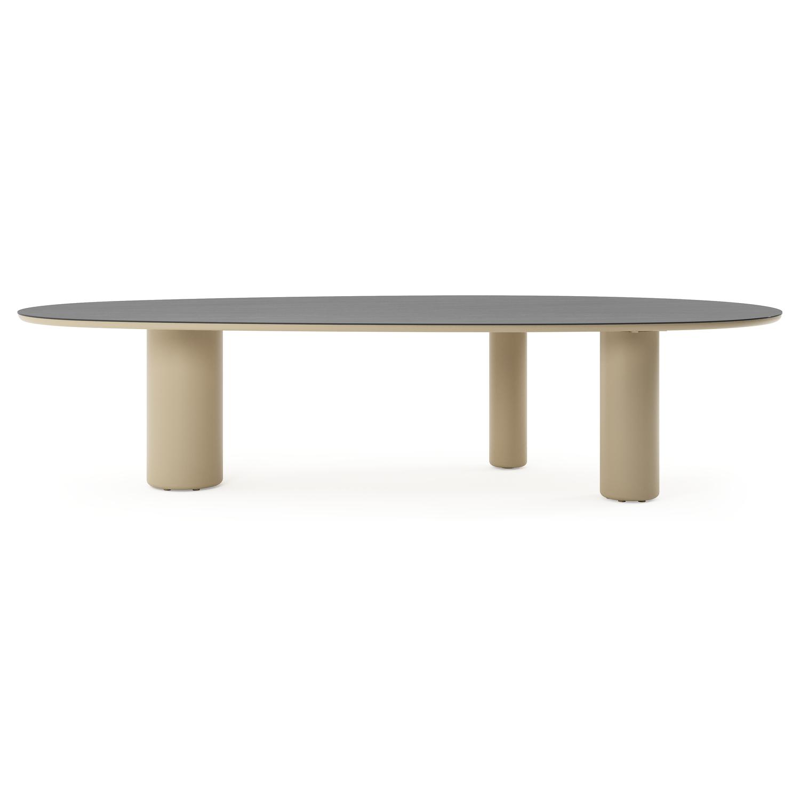 Amico tuintafel mango in beige aluminium en volkeramiek Basalt Black - L 320 x B 140 x H 73.5 cm