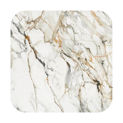 Donato tuintafel in wit aluminium en volkeramiek calacatta luxe - L 148 x B 148 x H 74 cm