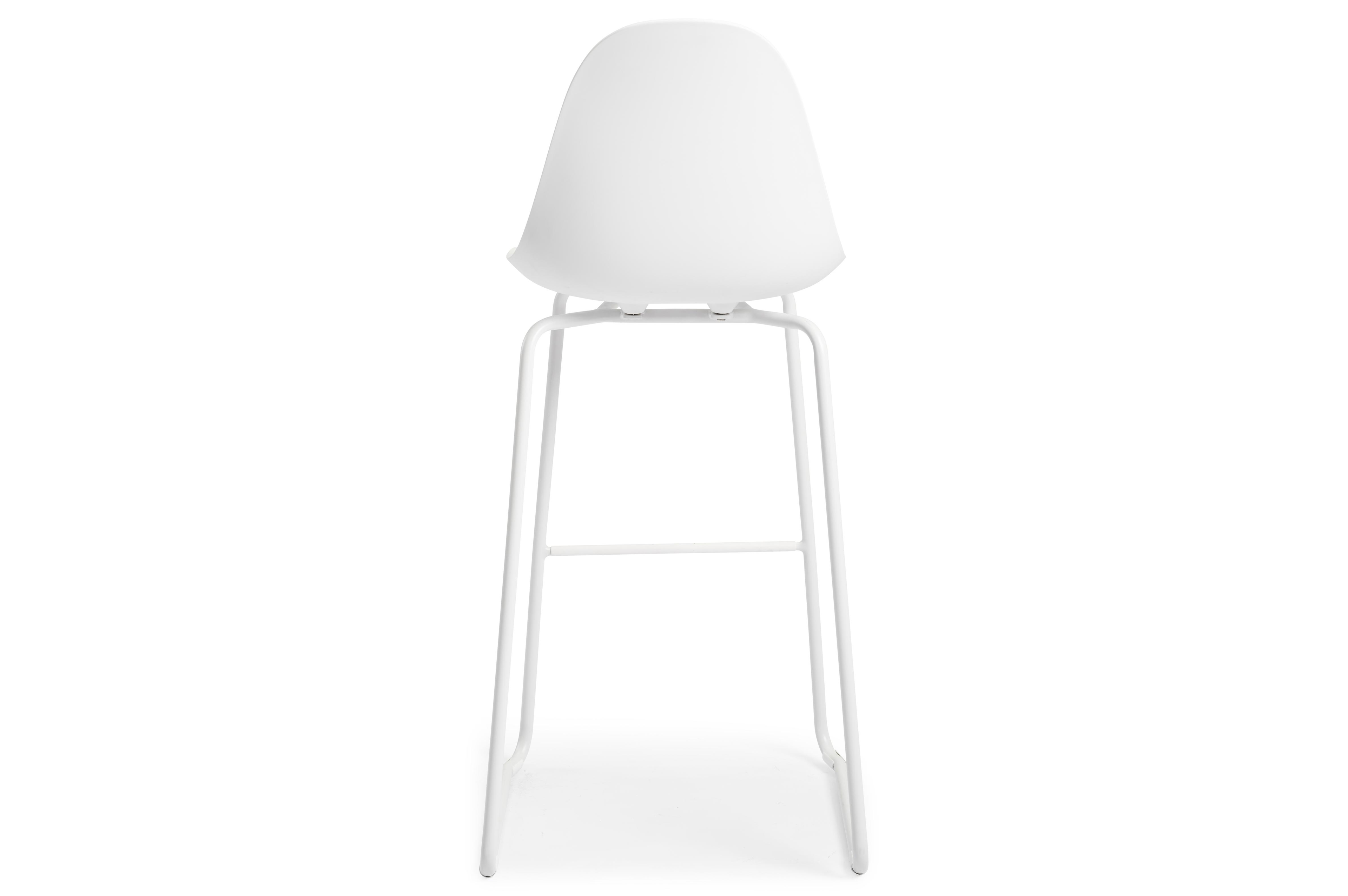 Pagino barstoel in wit aluminium en wit kunststof