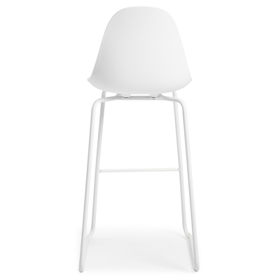 Pagino barstoel in wit aluminium en wit kunststof