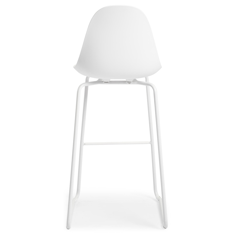 Chaise de bar Pagino in aluminium blanc et matière synthétique blanc