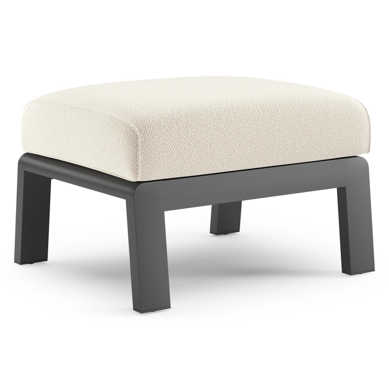 Cosenzo poef in zwart aluminium met althea off white all weather cosytica kussen