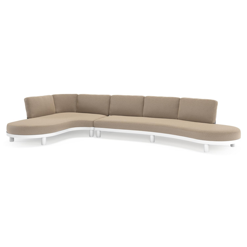 Salon de jardin d'angle Donato en aluminium blanc et coussins en all weather solica Firenze Earth