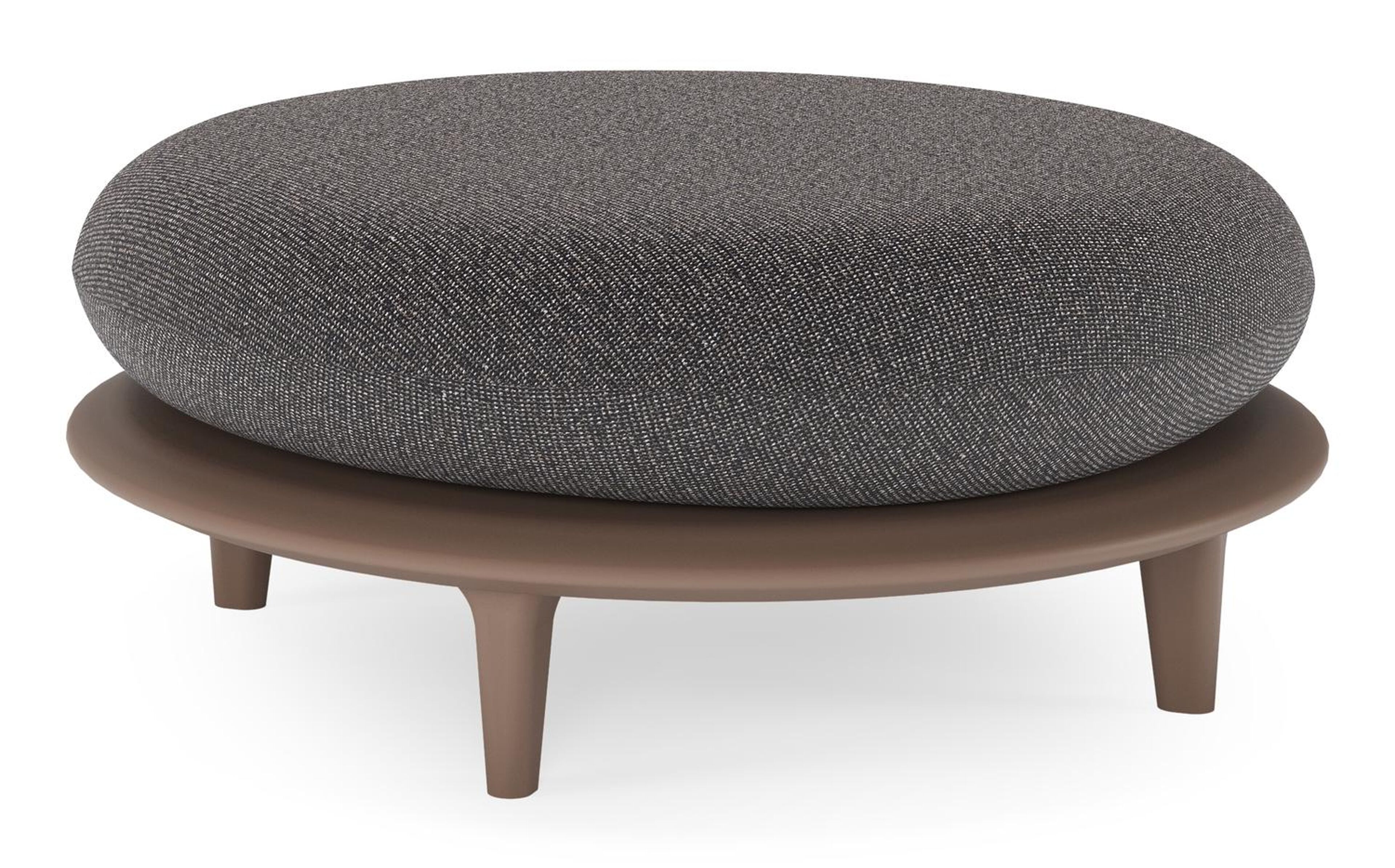 Pouf Bomero en aluminium taupe et coussin en all weather solica firenze tunder