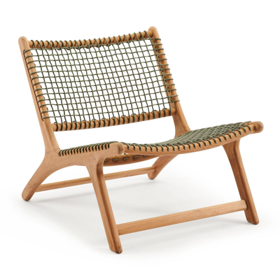 Cosito loungezetel 1-zit in teak en groen wicker