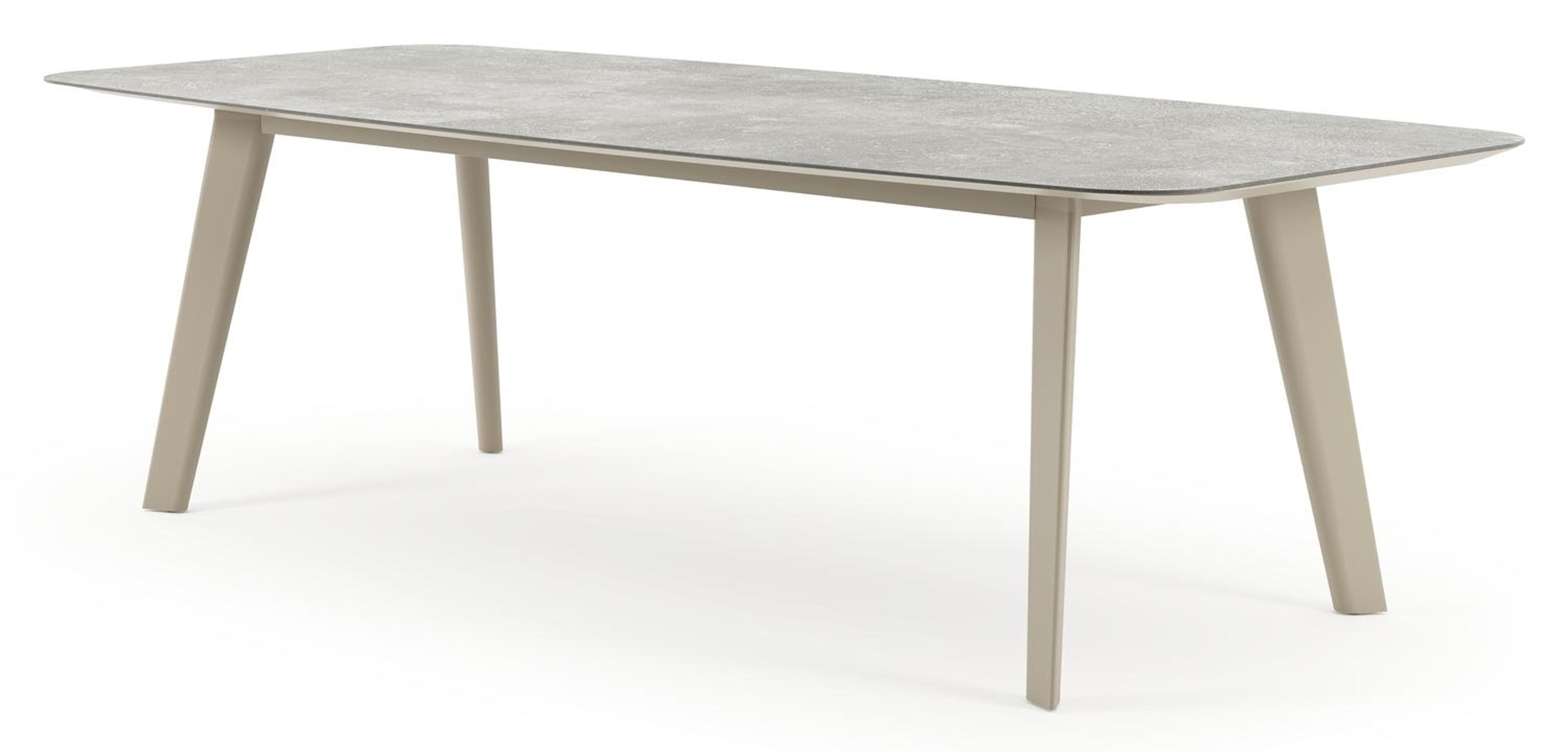 Lacrima tuintafel bootvorm in beige aluminium en volkeramiek New York - L 255 x B 115 x H 75 cm