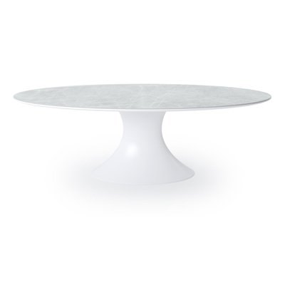 Table de jardin Fano en aluminium blanc et céramique pleine zaha stone - Lg 240 x Larg. 135 x H 76 cm