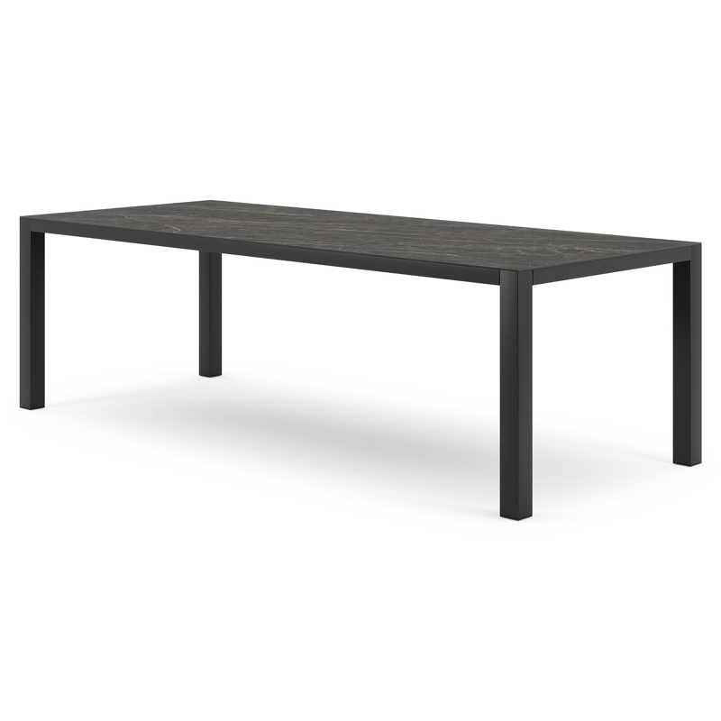 Table de jardin Como en aluminium noir et céramique pleine black obsession - Lg 240 x Larg. 100 x H 75 cm