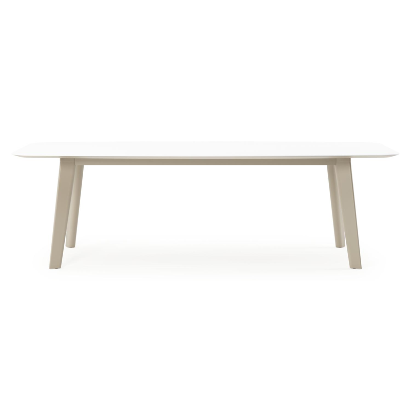 Lacrima tuintafel bootvorm in beige aluminium en volkeramiek Arctic White - L 255 x B 115 x H 74 cm