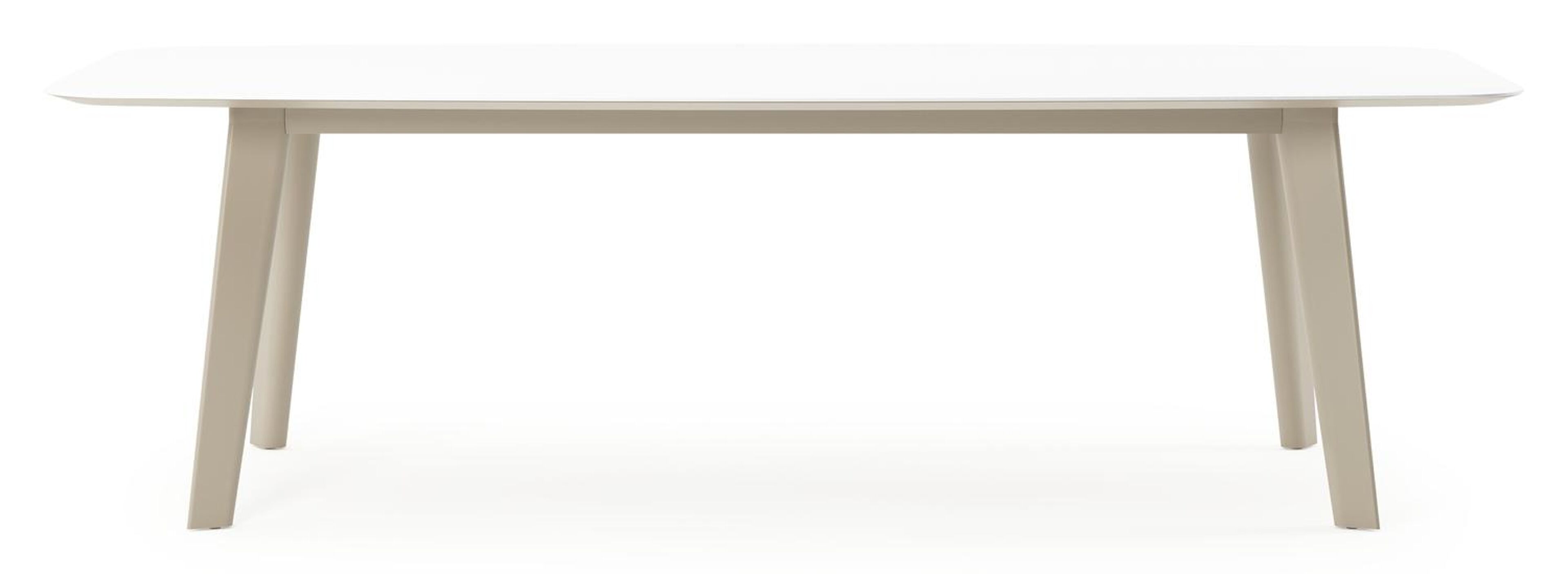 Lacrima tuintafel bootvorm in beige aluminium en volkeramiek Arctic White - L 255 x B 115 x H 75 cm