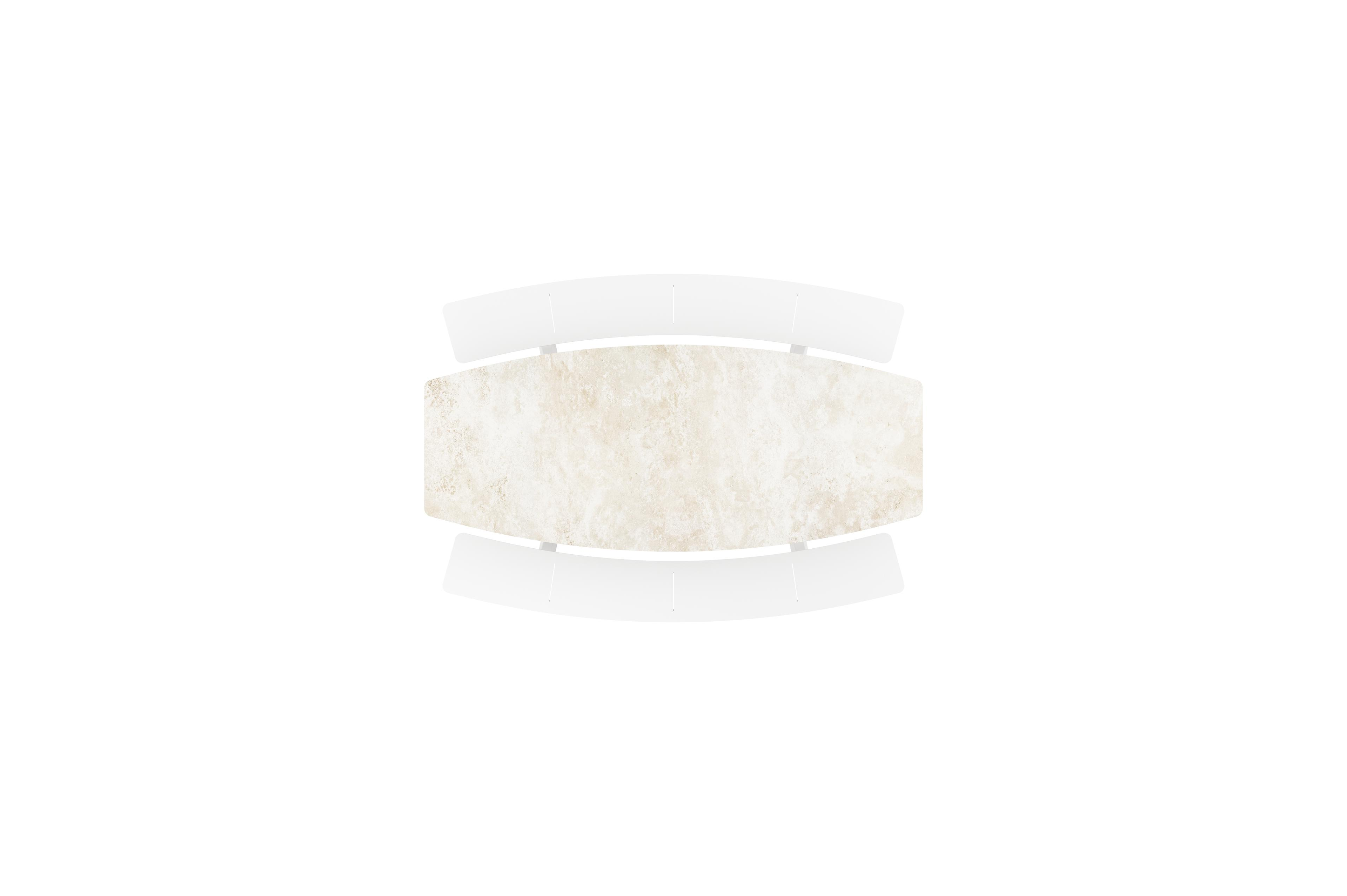 Forno picknicktafel bootvorm bootvorm in wit aluminium en volkeramiek Rapolano L 240 x B 181 cm