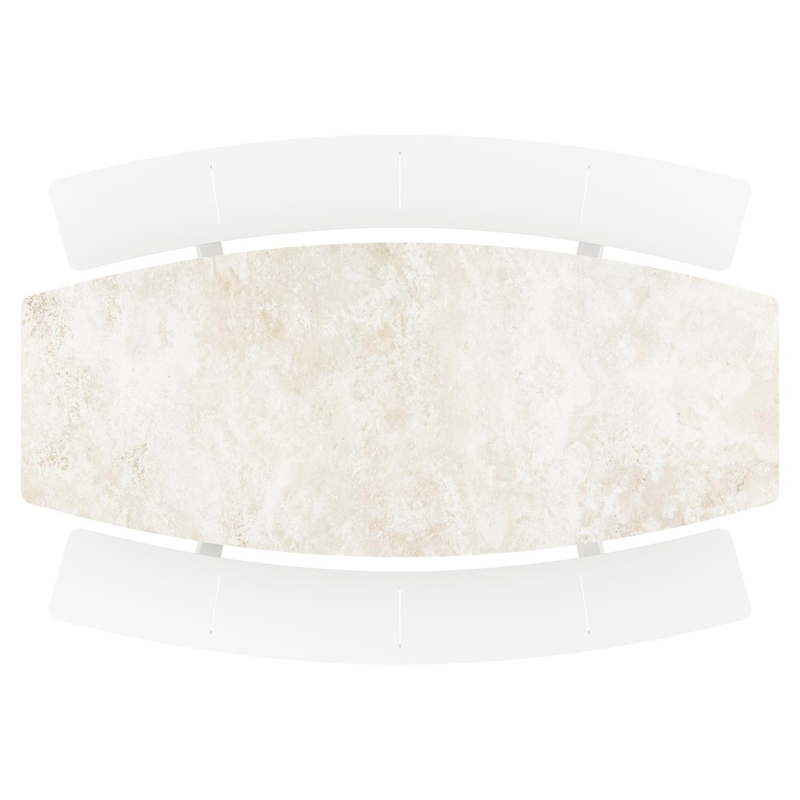 Forno picknicktafel bootvorm bootvorm in wit aluminium en volkeramiek Rapolano L 240 x B 181 cm