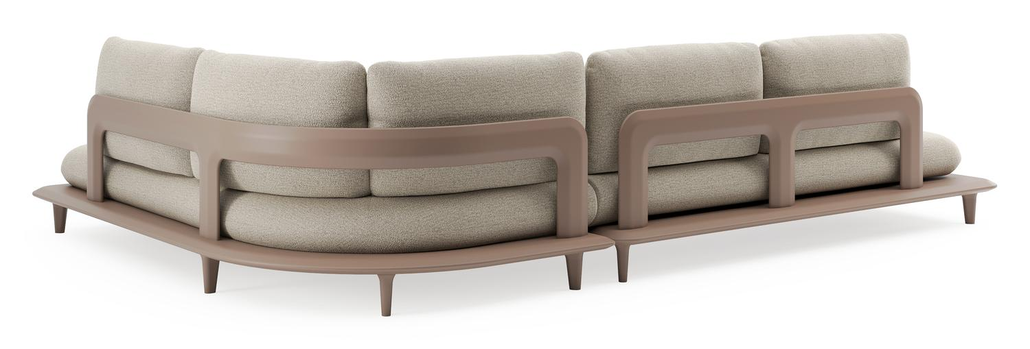 Salon de jardin d'angle Bomero en aluminium taupe et coussins en all weather cosytica catania beige