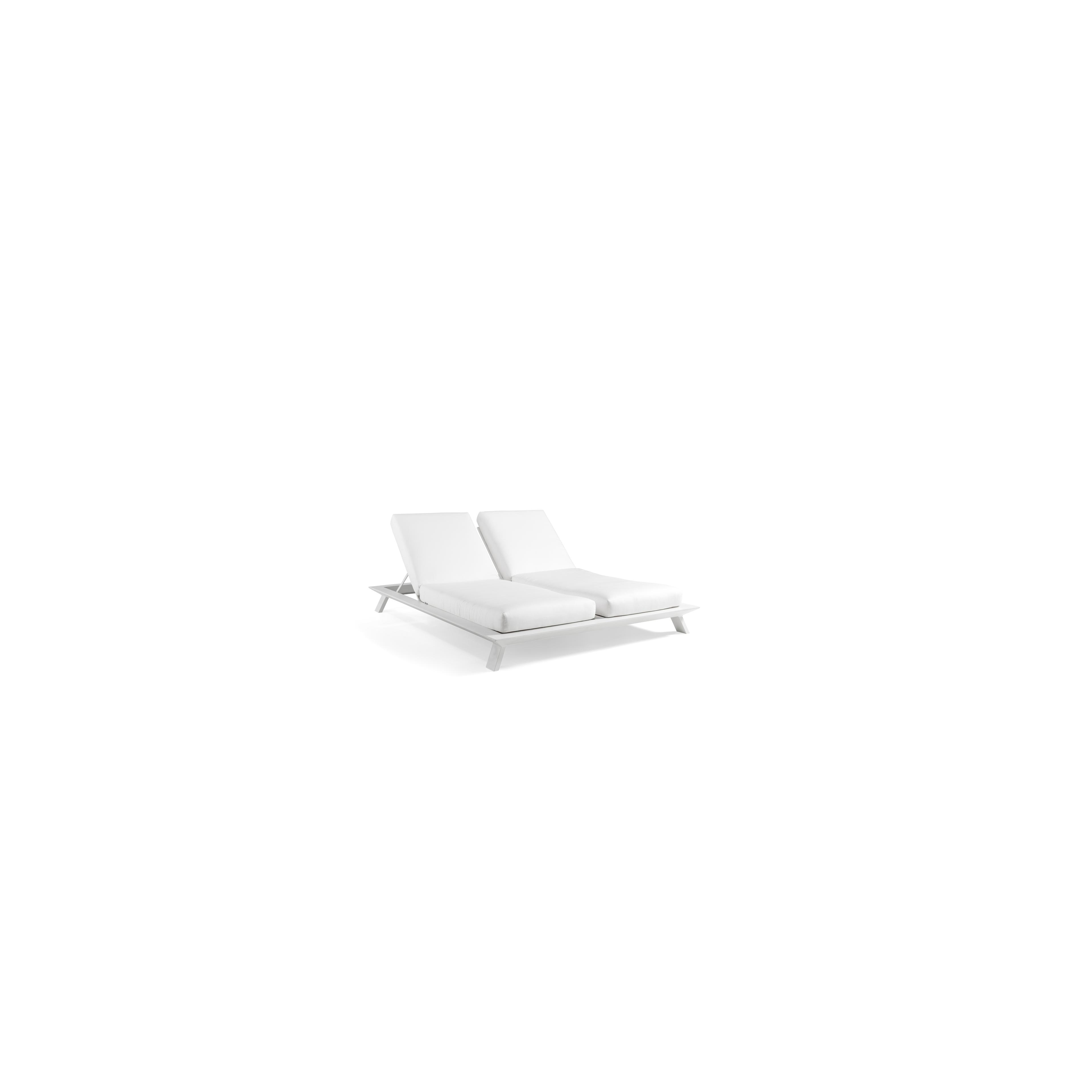 Cesano verstelbaar dubbel ligbed in wit aluminium met natte white all weather sunbrella® luxe kussens
