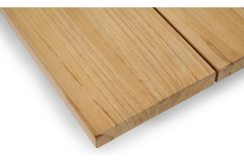 Table basse / pouf Pagino en aluminium noir et teck naturel - Lg 79,5 x larg. 79,5 x H 21 cm