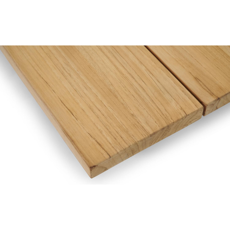 Table basse / pouf Pagino en aluminium noir et teck naturel - Lg 79,5 x larg. 79,5 x H 21 cm