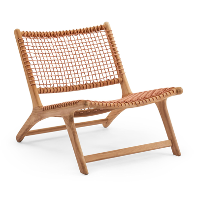 Cosito loungezetel 1-zit in teak en rood wicker