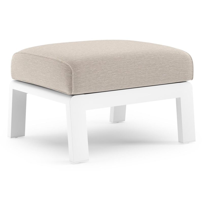 Pouf Cosenzo en aluminium blanc et coussins en all weather sunbrella® luxe slow farafra