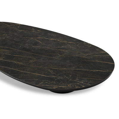 Amico loungetafel organisch in zwart aluminium en volkeramiek Black Obsession - L 170 x B 91 x H 25 cm