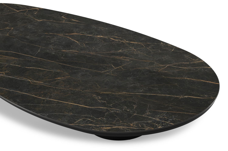 Amico loungetafel organisch in zwart aluminium en volkeramiek Black Obsession - L 170 x B 91 x H 25 cm