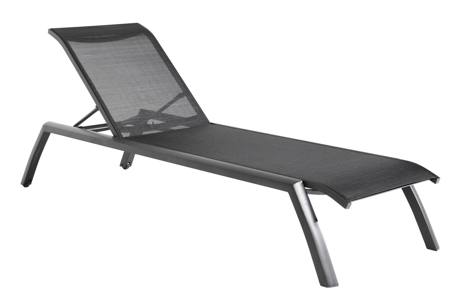 Bari verstelbaar ligbed in zwart aluminium met zwart textileen