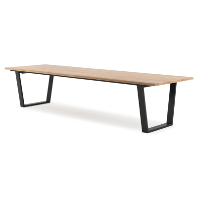 Pagino tuintafel rechthoekig in zwart aluminium en teak - L 360 x B 110 x H 73,5 cm