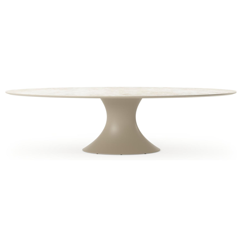 Table de jardin Fano ovale en aluminium beige et céramique pleine Rapolano - Lg. 290 x Lrg. 148 x Haut. 75 cm